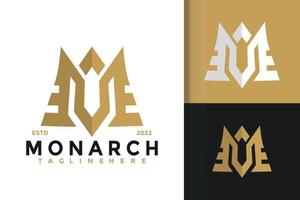 letra m monarca corona logotipo diseño vector plantilla