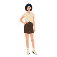 Successful confident girl in a flat hand belted style with stylish clothes on a white background vector