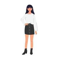 Successful confident girl in a flat hand belted style with stylish clothes on a white background vector