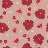 A collection of Christmas patterns. Seamless pattern with Christmas clothes. Vector illustration