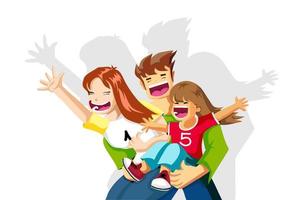 familia alegre en tiempo de viaje de felicidad. vector