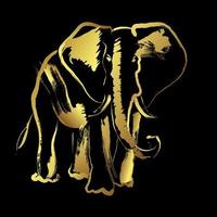 elefante con estilo de pintura de trazo de pincel dorado. diseño de ilustración vectorial vector