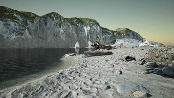 View of a high cliff and black ocean video