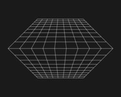 Cyber grid, retro punk perspective rectangular tunnel. Grid tunnel geometry on black background. Vector illustration.