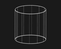 Cyber distorted shape, retro punk design element. Wireframe wave geometry shape on black background. Vector illustration