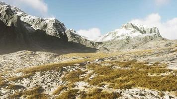 Stones covered with grass and moss under bright sky of Nepal video