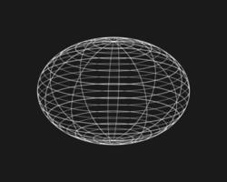 Cyber distorted grid, retro punk design element. Wireframe wave geometry grid on black background. Vector illustration