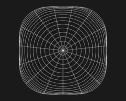 Cyber distorted grid, retro punk design element. Wireframe wave geometry grid on black background. Vector illustration