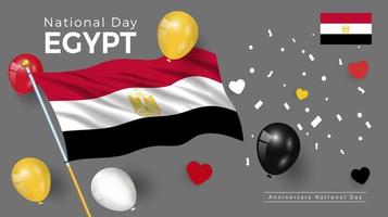 feliz día nacional de egipto. banner, tarjeta de felicitación, diseño de volante. diseño de plantilla de cartel vector