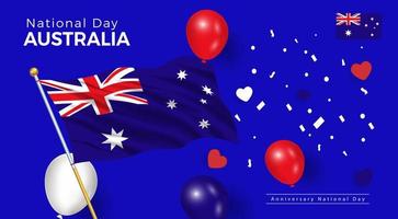 feliz día nacional de australia. banner, tarjeta de felicitación, diseño de volante. diseño de plantilla de cartel vector