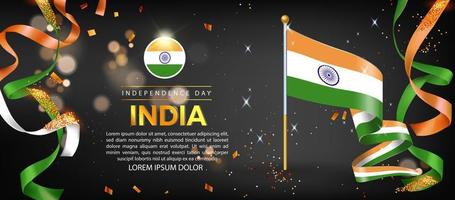 día de la independencia de la india. ilustración de banner, diseño de plantilla de póster vector