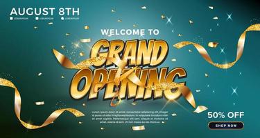 Poster design. Grand opening shop, colorful display illustration vector