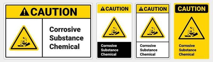 Safety sign  Corrosive substance chemical. Osha and ansi standard. Caution sign. vector