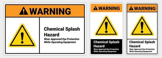 señal de seguridad peligro de salpicaduras químicas. señal de advertencia. Signo estándar de osha y ansi. vector