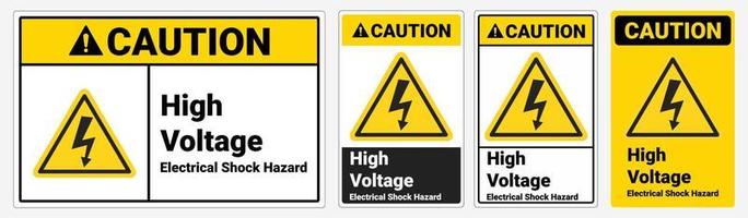 Safety sign High Voltage Electrical Shock Hazard. Caution sign. Osha and ANSI standard.