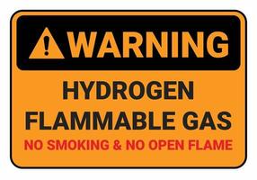 Warning hydrogen flammable gas. no smoking and no open flame. Safety sign Vector Illustration. OSHA and ANSI standard sign. eps10