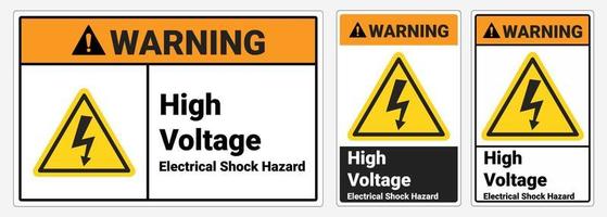 Safety sign High Voltage Electrical Shock Hazard. Warning sign. Osha and ANSI standard. vector