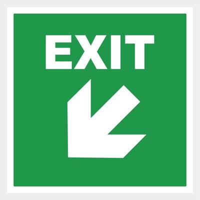 Green emergency exit sign square on white. Vector Illustration left exit