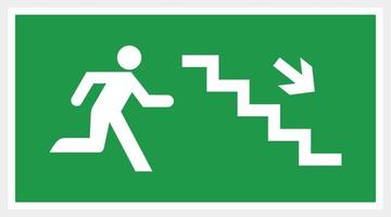 Emergency exit door ladder vector. direction sign. green color. safety illustration