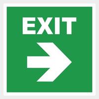 Emergency exit arrow. green background. Square illustration vector