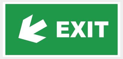 señal de flecha de salida de emergencia. fondo verde ilustración vector