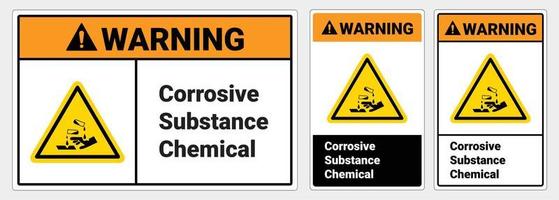 Safety sign  Corrosive substance chemical. Osha and ansi standard. Warning  sign. vector