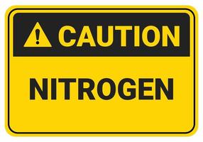 Precaución nitrógeno. cuidado con los peligros del nitrógeno. ilustración de vector de señal de seguridad. Signo estándar de osha y ansi. eps10