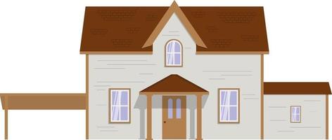 The house with outbuilding in grey and brown vector