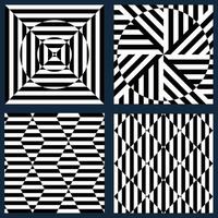 conjunto de vectores ilusiones ópticas en blanco y negro