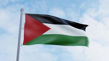 Realistic 3D rendering  Palestine looping flag animation video background