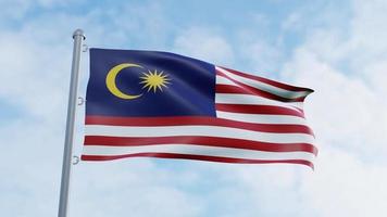 realistisk 3d-rendering looping malaysia flagga animation video bakgrund