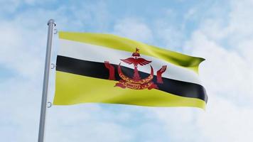 Realistic 3D rendering  looping Brunei Darussalam flag animation video background