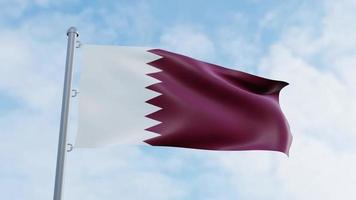 realistische 3D-rendering looping qatar vlag animatie video achtergrond