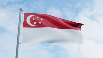 realistische 3d-renderingschleife singapur flag animation video hintergrund