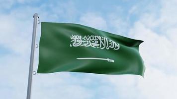 renderização 3d realista looping fundo de vídeo de animação de bandeira da arábia saudita video