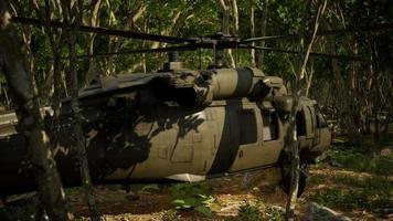 Military helicopter in deep jungle video