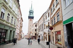 Mother with kids walking old town Znojmo in the South Moravian Region of the Czech Republic. photo