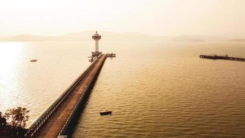 Blue lighthouse, sunset view. lighthouse sunset at afternoon view. Thailand photo