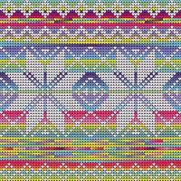 Vibrant colors knitting pattern of Christmas Star. Neon gradient background vector