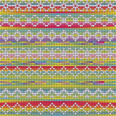 Rainbow colors knitting geometric pattern of Christmas. Neon gradient background