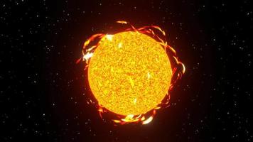 sol solar flare i rymden bakgrund 3d-rendering video