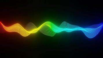 technologie abstraite néon lumineux coloré vague rougeoyante visualiseur audio fond rendu 3d video