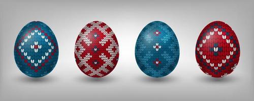 Paschal eggs decorated with Baltic knitting patterns vector