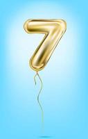 High quality vector image of gold balloon numbers. Digit seven, 7