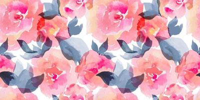 Rose Garden seamless pattern. Traced watercolor vector