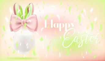 Easter Egg and Pink Green Silk Bunny Bow vector