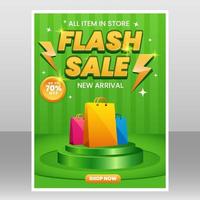 plantilla de póster de venta flash con podio vector