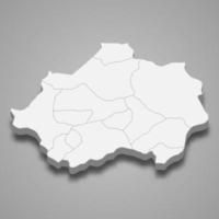 3d isometric map of Kutahya is a province of Turkey vector