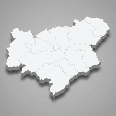3d isometric map of Scottish Borders is a region of Scotland,