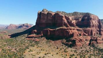 Gorgeous scenery of Red Rock scenic byway, Sedona Arizona. Aerial view from drone of amazing natural area of red rocks with unique picturesque landscape, with copy space. Concept of landscape video